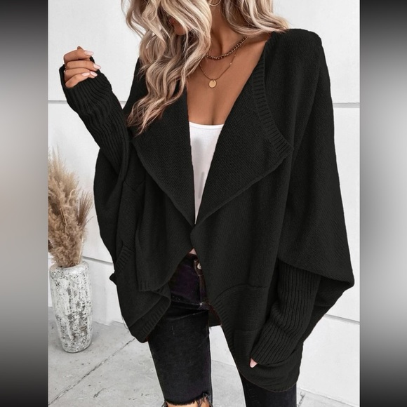 Cozy waterfall collar batwing sleeve cardigan - Picture 1 of 6